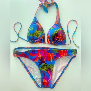 Trina turk multicolor two piece swimsuit size Med